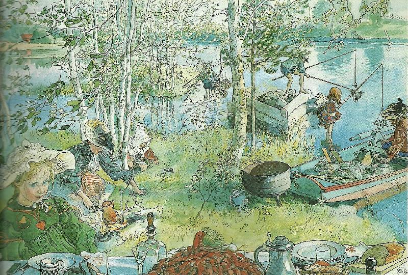 Carl Larsson kraftfangst oil painting image